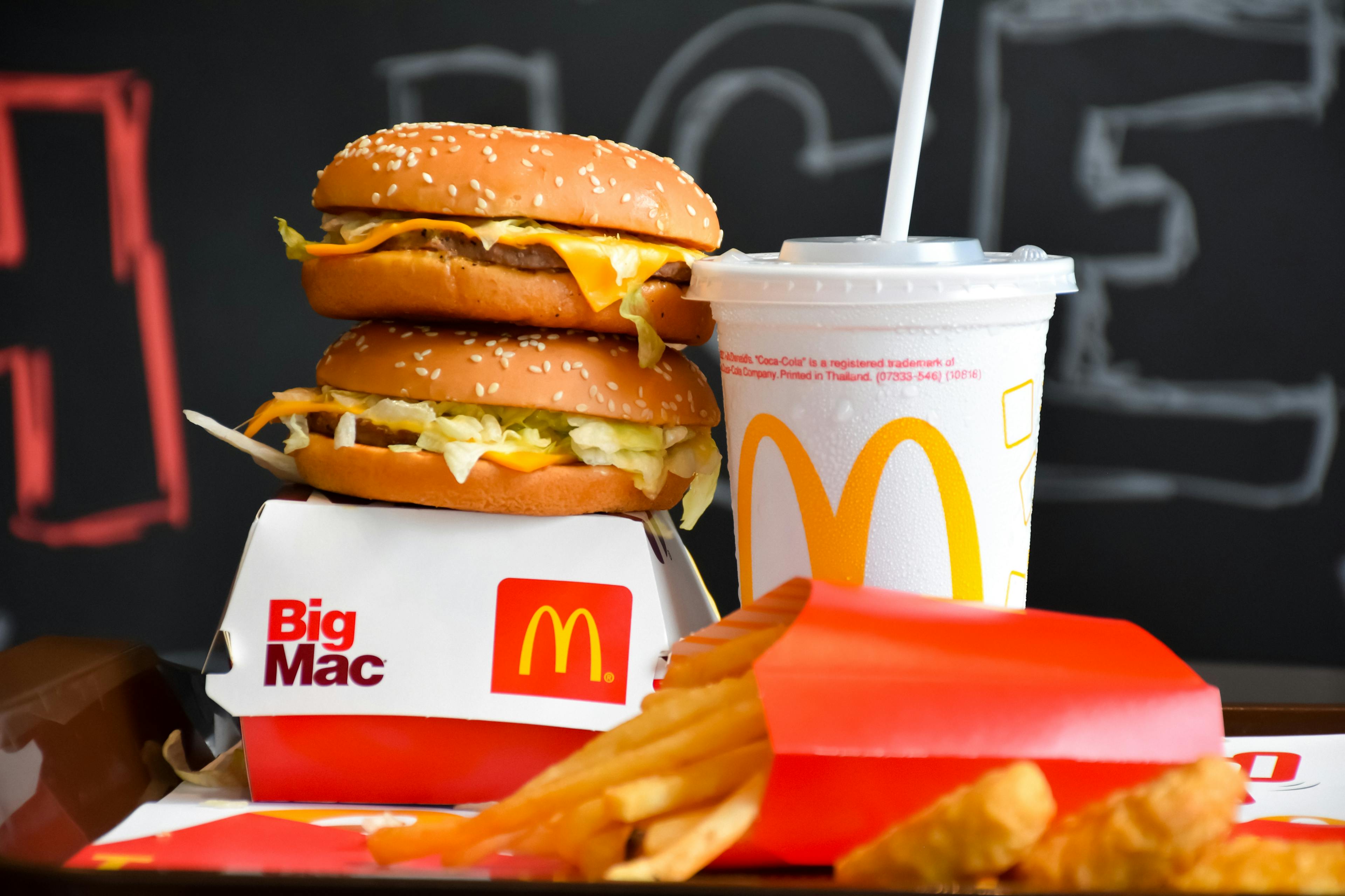 Double McDonald's Big Mac Hamburger Combo Set, Promotion Set of McDonald's Restaurant