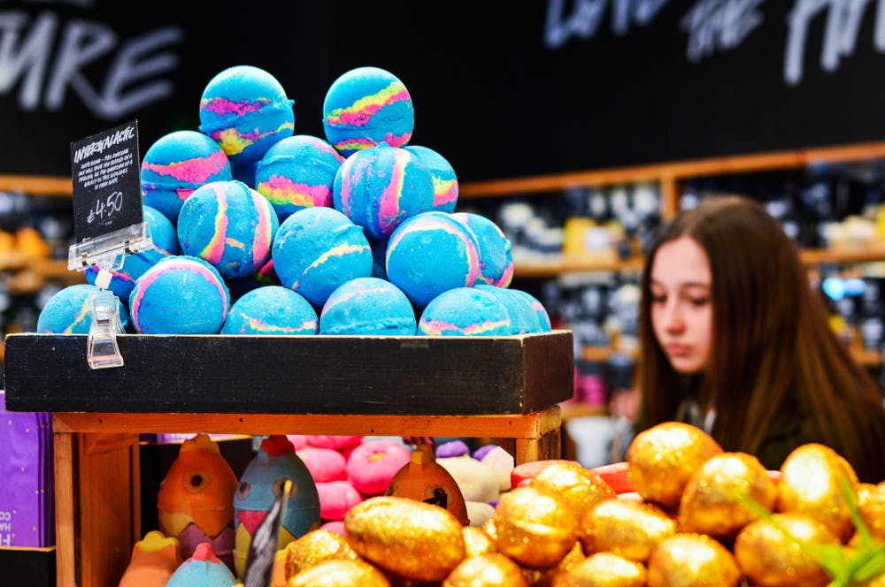 Colorful Handmade Bath Products from Lush Cosmetics Store