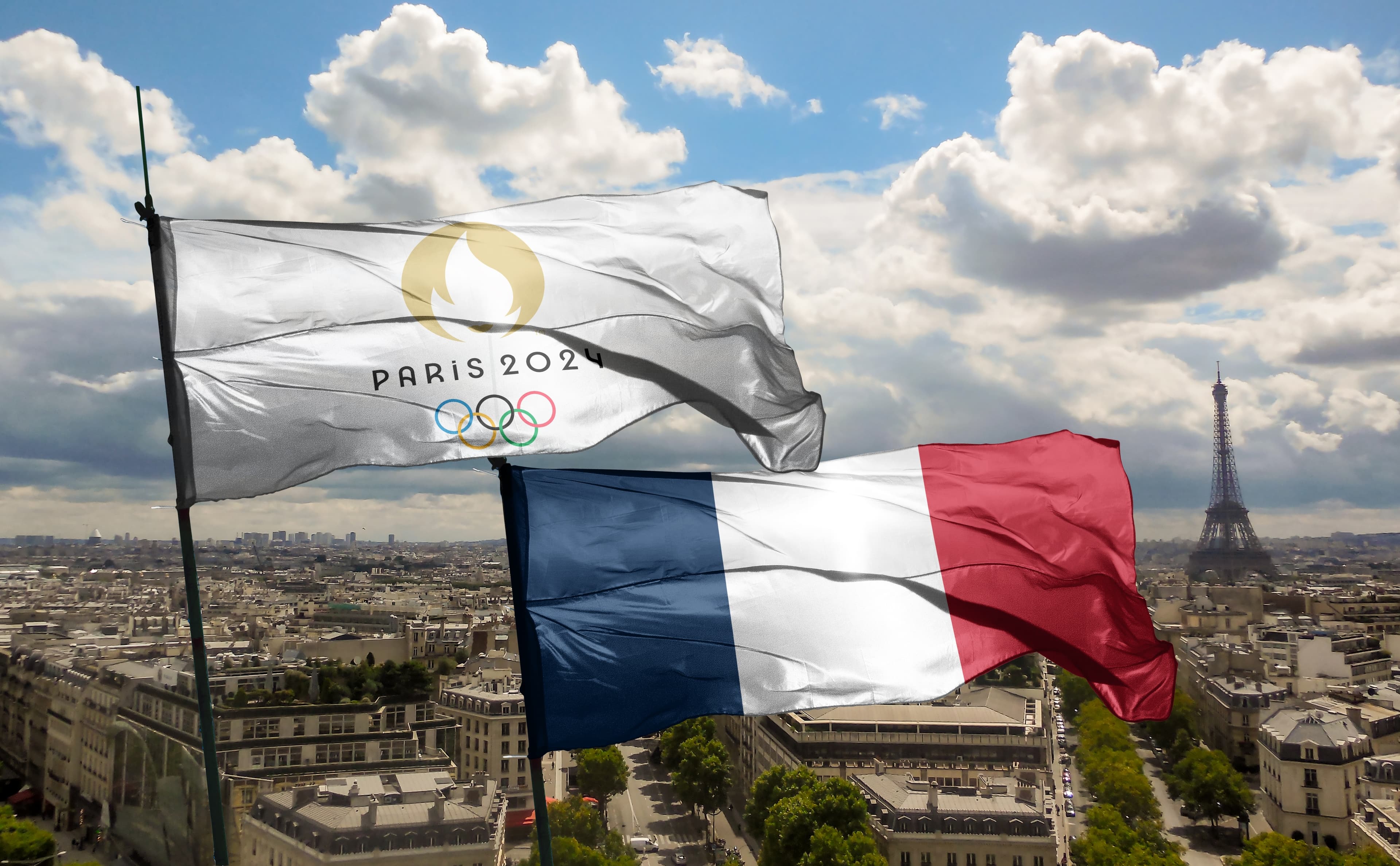 Top view of flag of french olympics games 2024