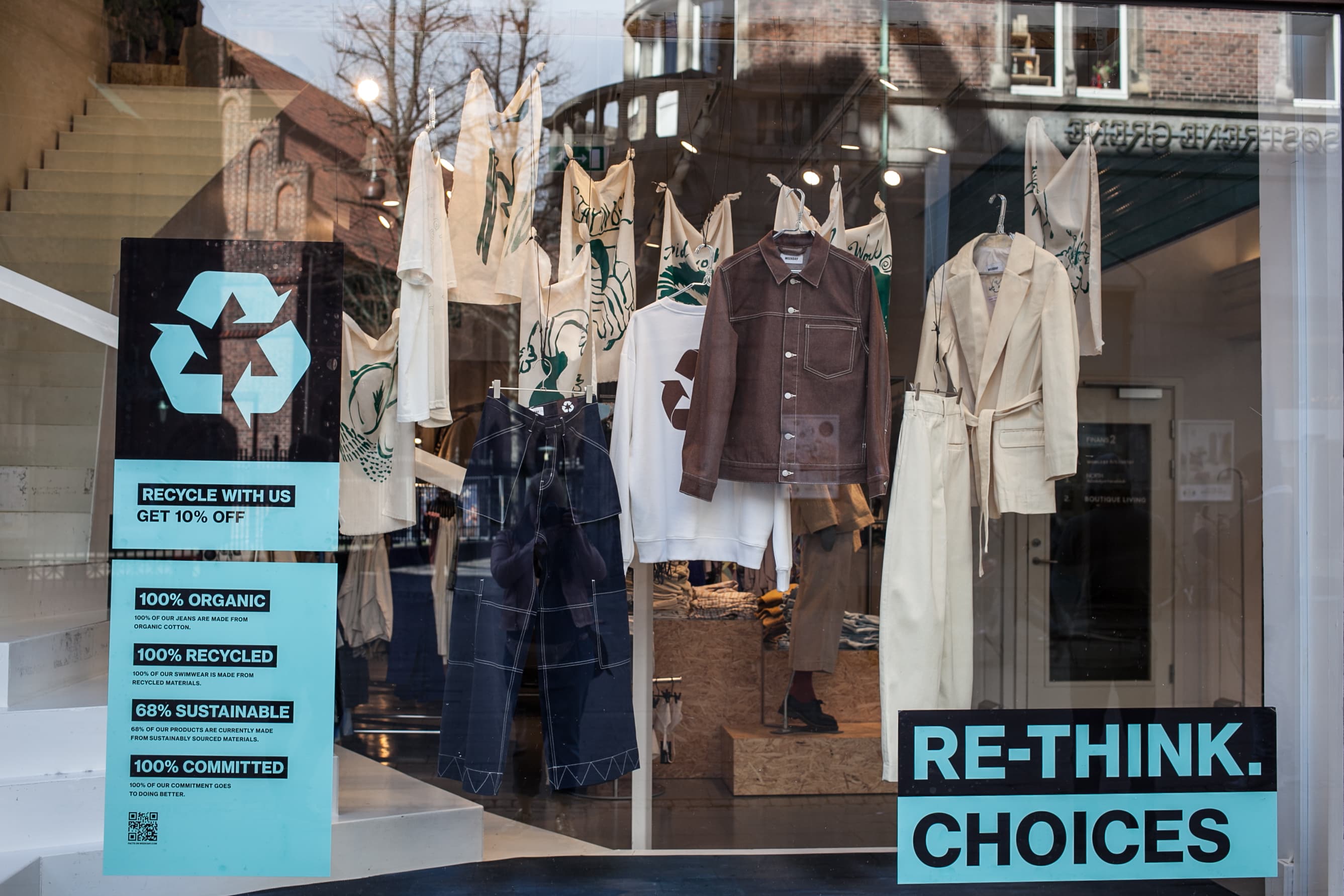 storefront with sustainable clothing in stockholm, sweden 