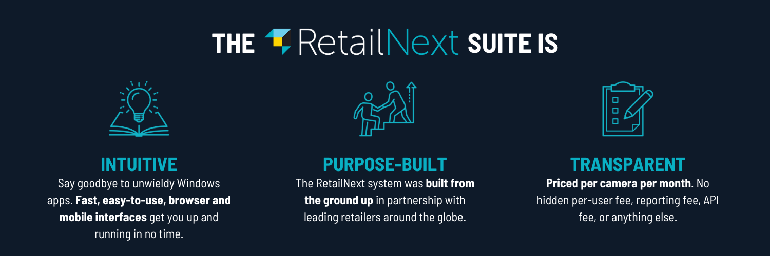 the retailnext suite is intuitive, purpose-built, and transparent