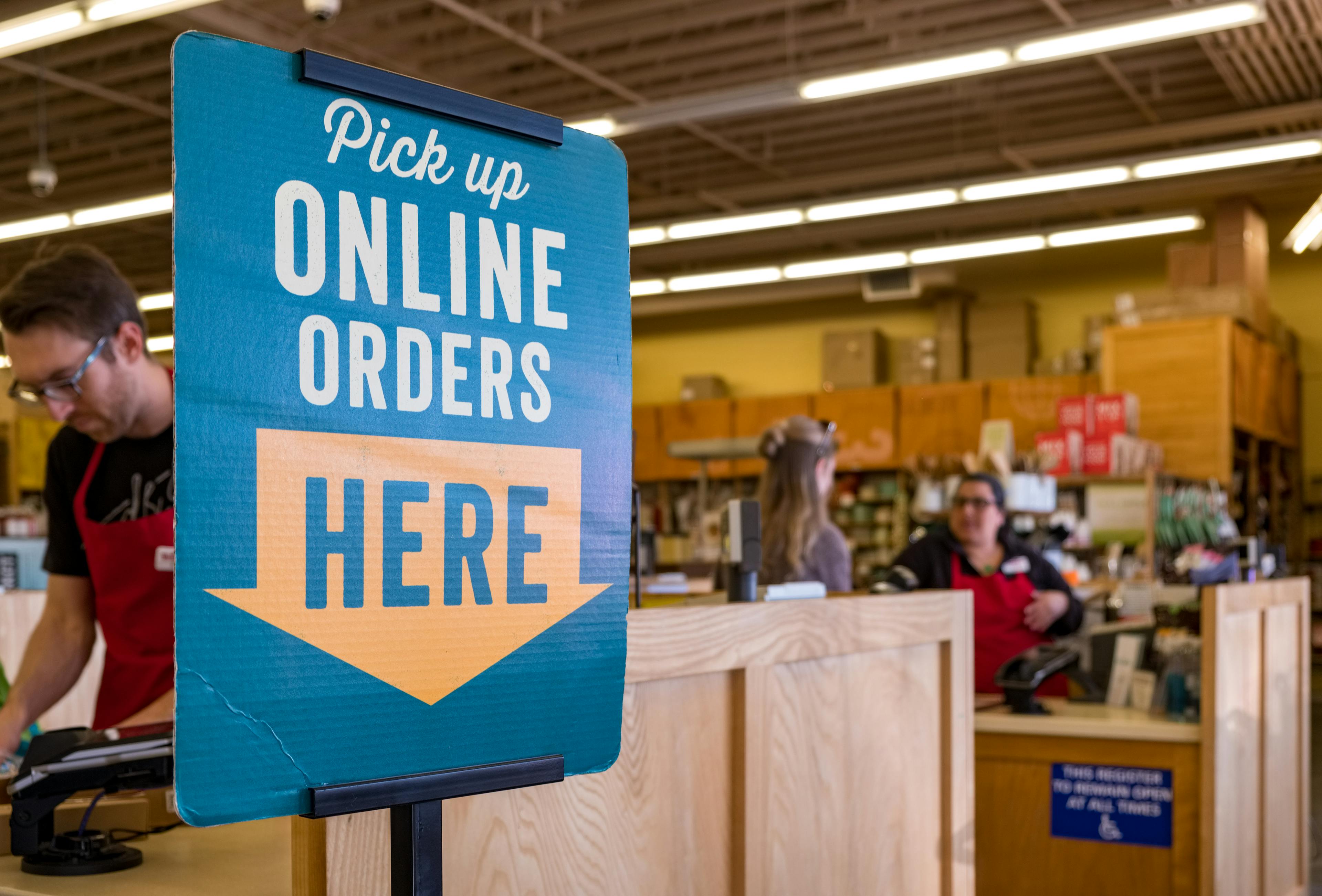 sign for in-store collection of online orders