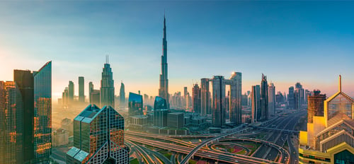 dubai skyline at dusk 
