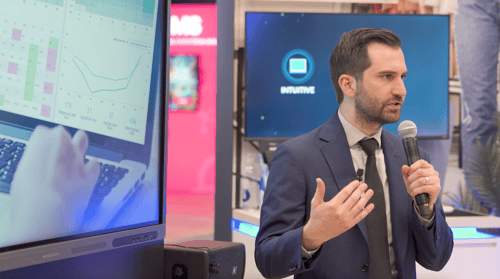 Joe Shasteen presenting a tech talk about physical store trends at NRF 2025 