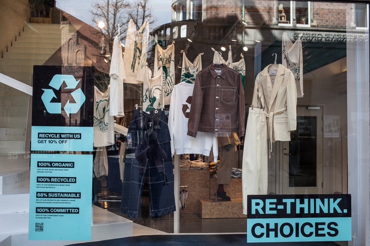 storefront with sustainable clothing in stockholm, sweden