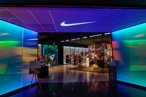 Nike store entrance made with digital signage for more immersive store experience