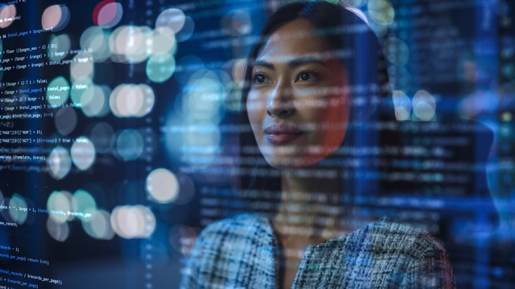 Portrait of Asian Female Startup Digital Entrepreneur Working on Computer