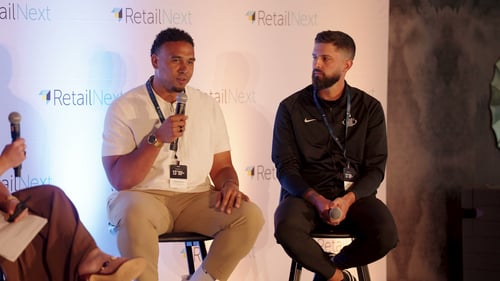 Andreas Derkits and Joe Keen of Foot Locker on stage at the RetailNext 13th Annual Executive Forum
