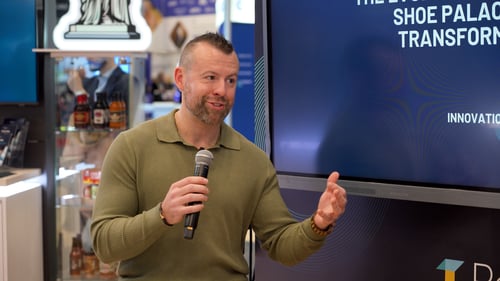 David Lizak of Shoe Palace speaking at the RetailNext booth at NRF 2026