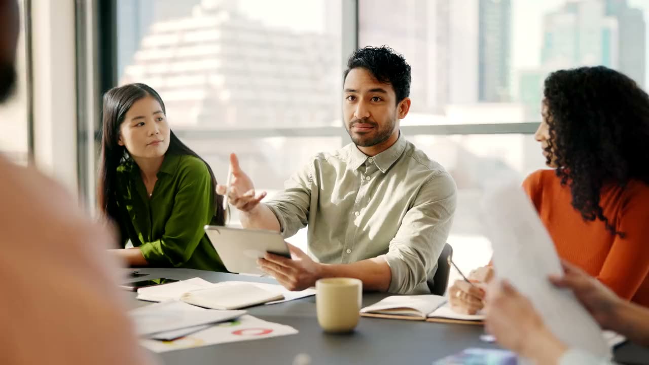 A retail team planning ahead together in a meeting